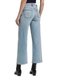 Mid-Rise Stretch Wide-Leg Crop Jeans