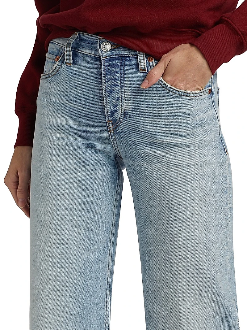 Mid-Rise Stretch Wide-Leg Crop Jeans