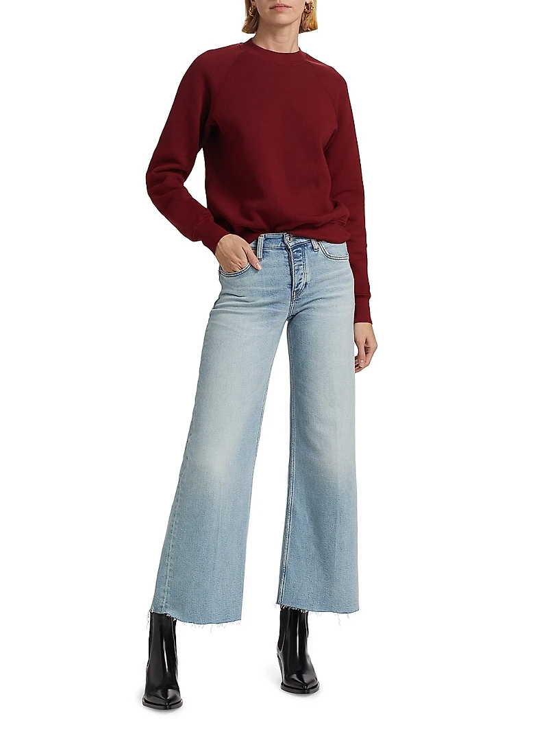 Mid-Rise Stretch Wide-Leg Crop Jeans