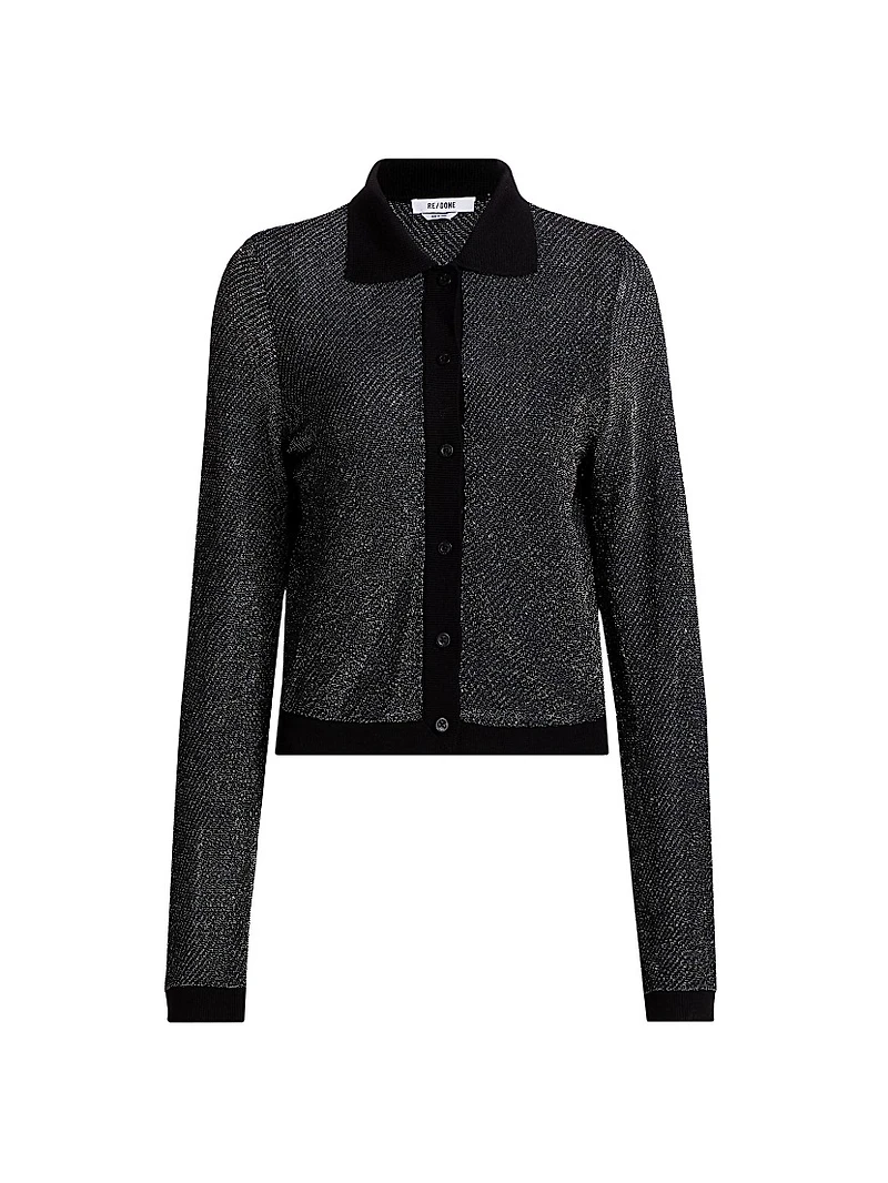 Metallic Polo Cardigan