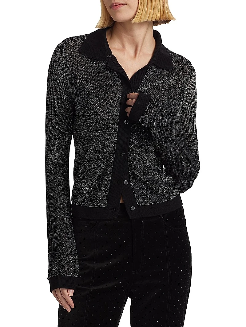 Metallic Polo Cardigan