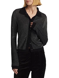 Metallic Polo Cardigan