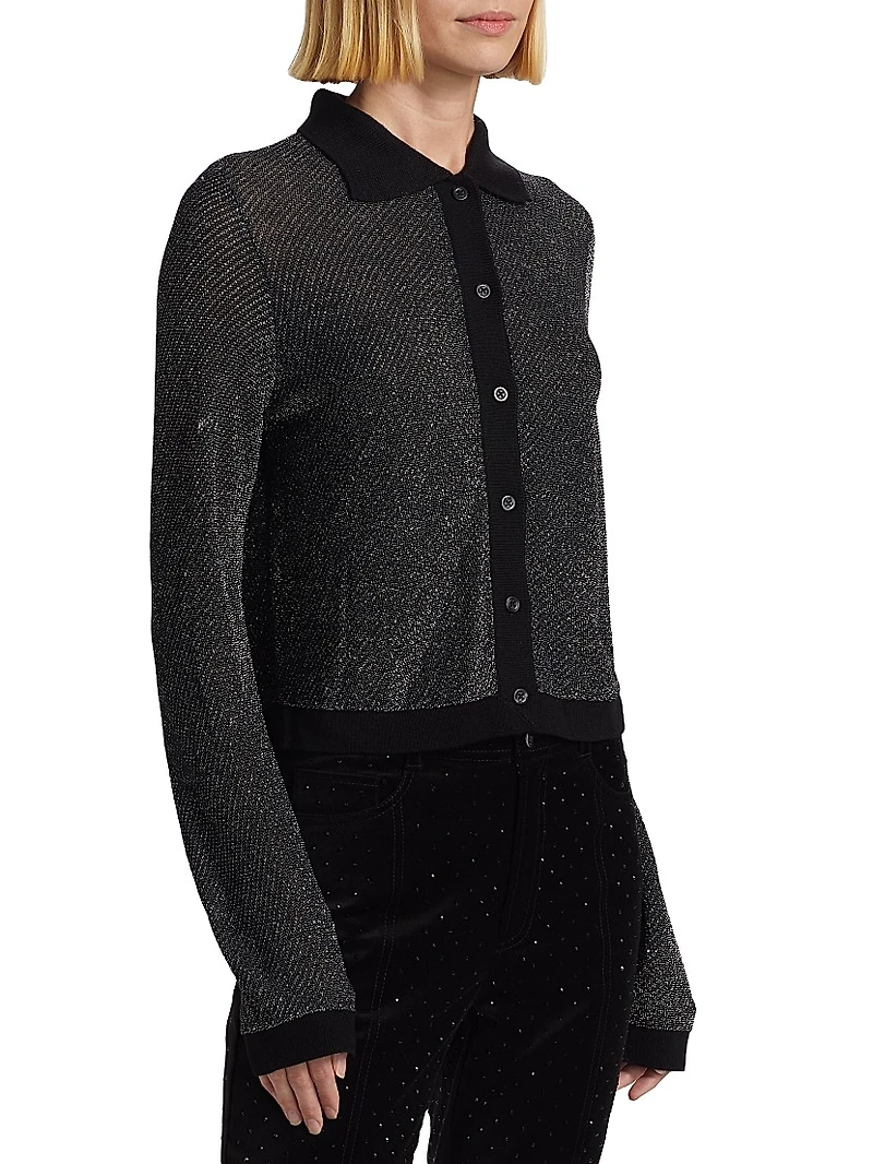 Metallic Polo Cardigan