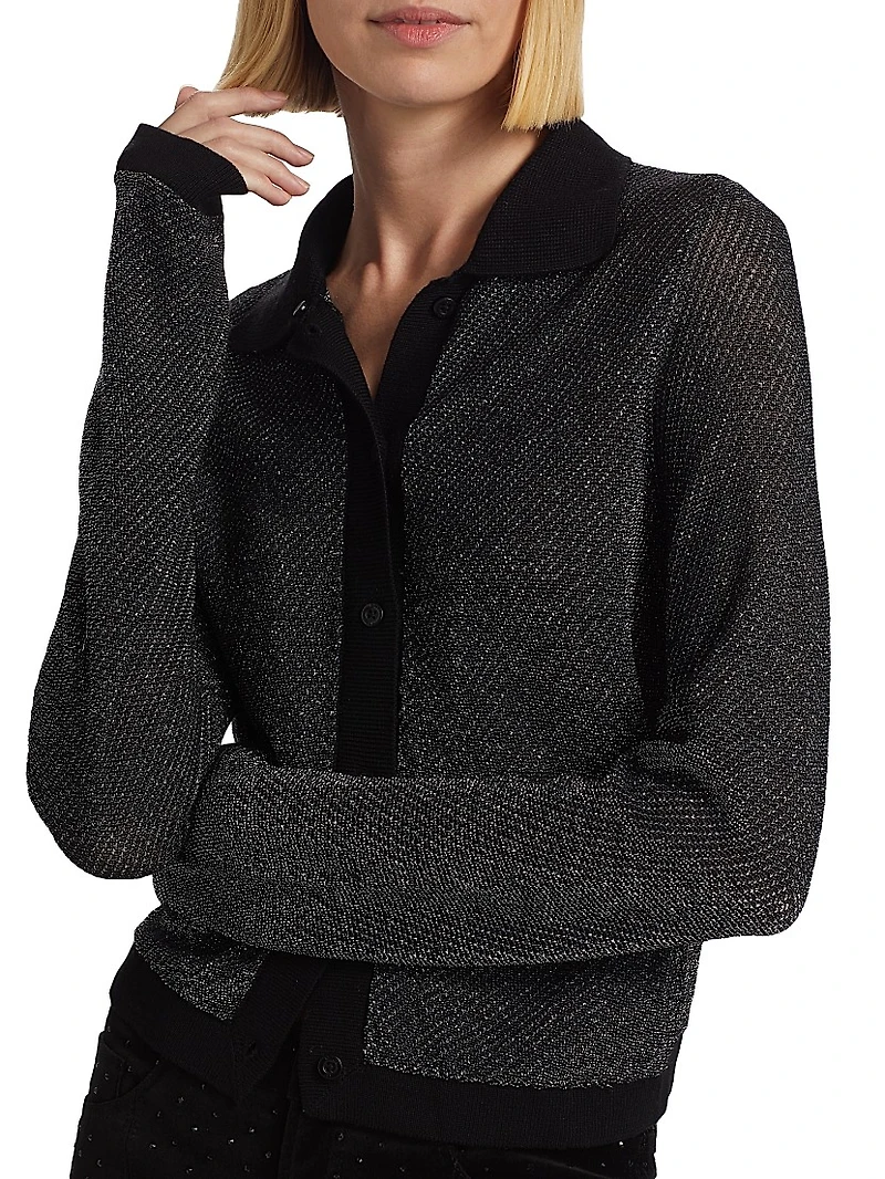 Metallic Polo Cardigan