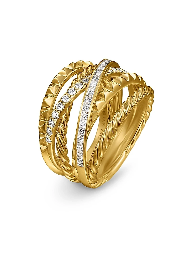 Crossover Trio Six Row Ring 18K Yellow Gold