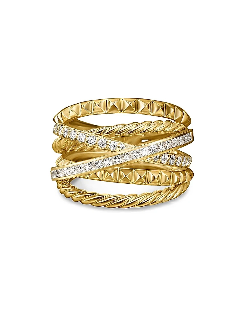 Crossover Trio Six Row Ring 18K Yellow Gold