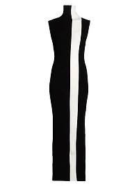Estella Rib-Knit Striped Sleeveless Column Maxi-Dress