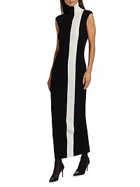 Estella Rib-Knit Striped Sleeveless Column Maxi-Dress
