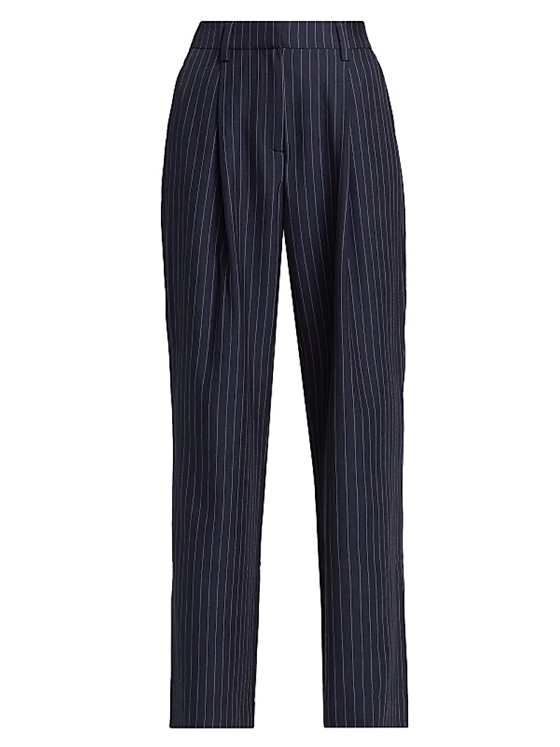 Alex Pinstriped Mid-Rise Straight-Leg Pants