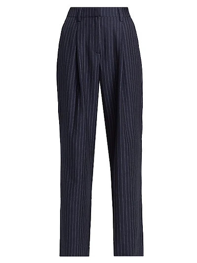 Alex Pinstriped Mid-Rise Straight-Leg Pants
