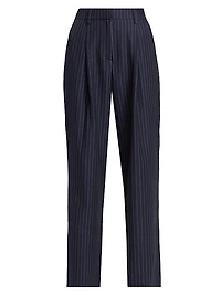 Alex Pinstriped Mid-Rise Straight-Leg Pants