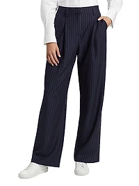 Alex Pinstriped Mid-Rise Straight-Leg Pants