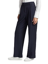 Alex Pinstriped Mid-Rise Straight-Leg Pants