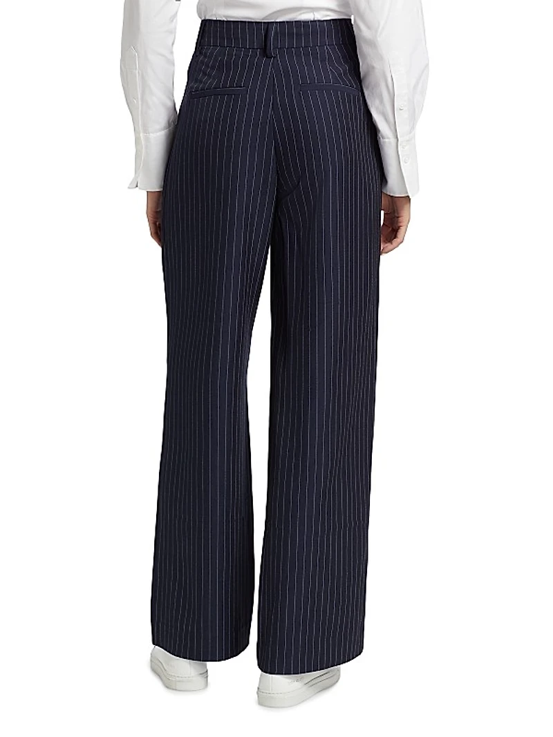 Alex Pinstriped Mid-Rise Straight-Leg Pants
