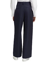 Alex Pinstriped Mid-Rise Straight-Leg Pants