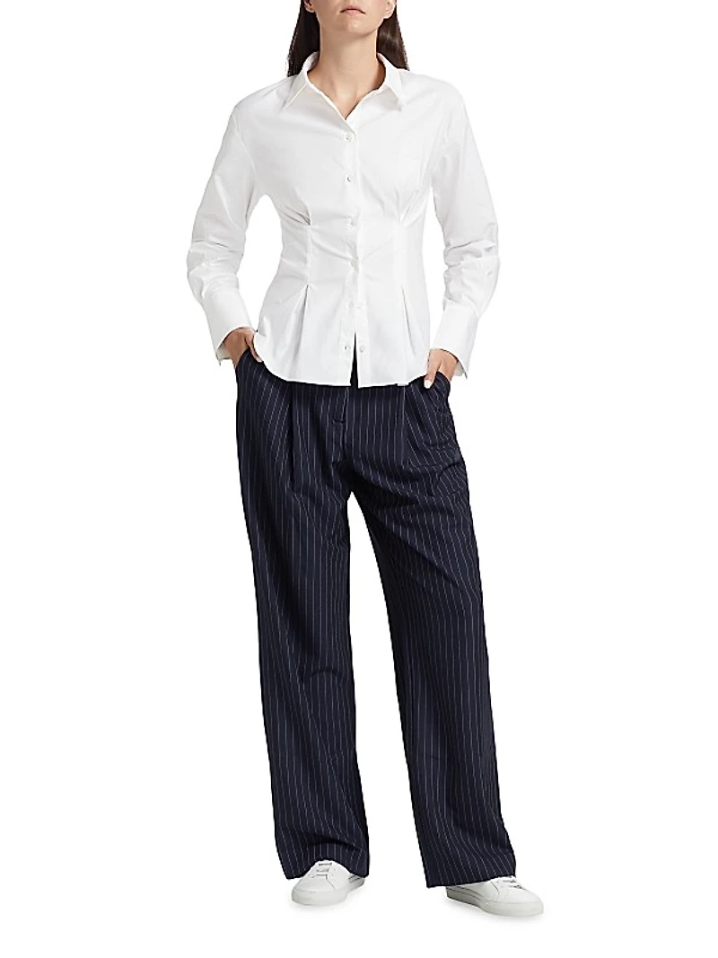 Alex Pinstriped Mid-Rise Straight-Leg Pants