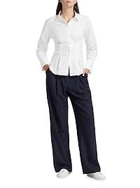 Alex Pinstriped Mid-Rise Straight-Leg Pants