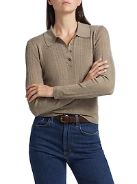 Hermia Rib-Knit Wool Polo Sweater