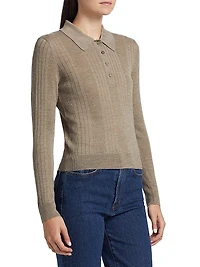 Hermia Rib-Knit Wool Polo Sweater