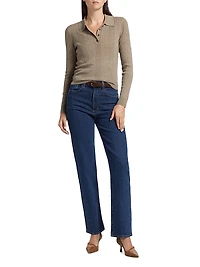 Hermia Rib-Knit Wool Polo Sweater