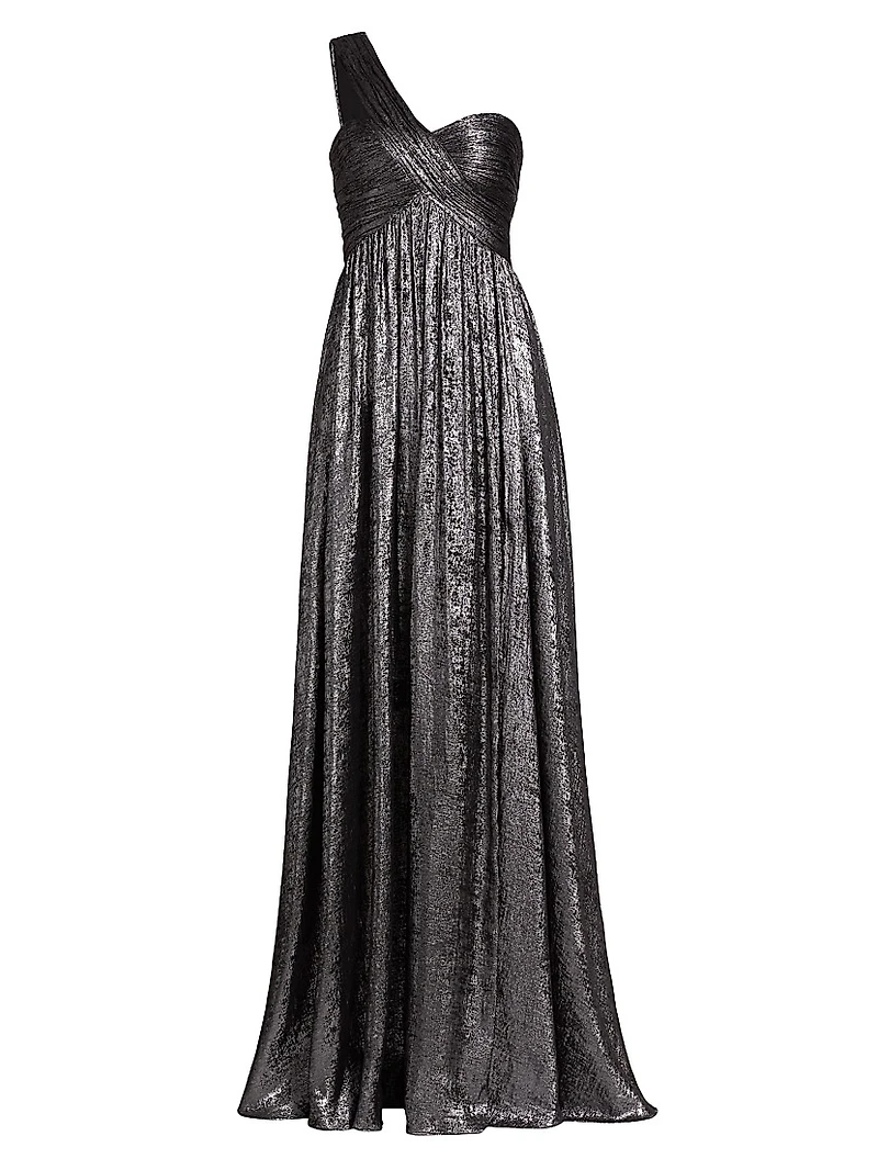 Bettie Metallic One-Shoulder Gown