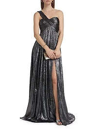 Bettie Metallic One-Shoulder Gown
