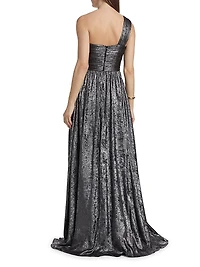 Bettie Metallic One-Shoulder Gown