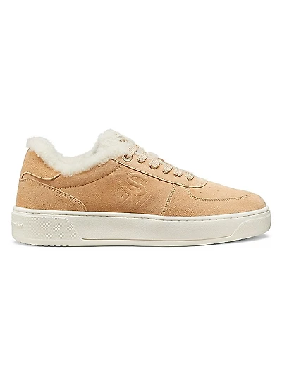 Courtside Shearling-Trimmed Suede Sneakers