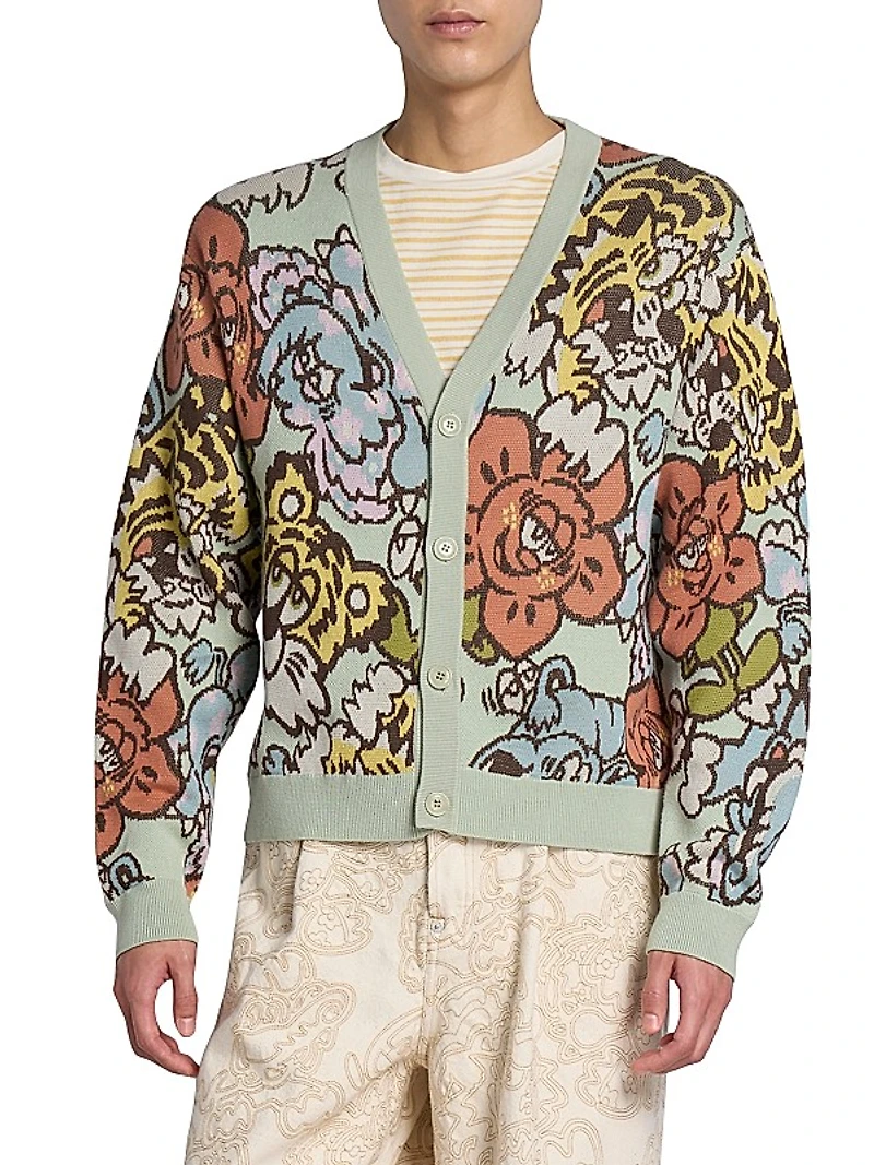 Kenzo x Verdy Intarsia-Knit V-Neck Cardigan