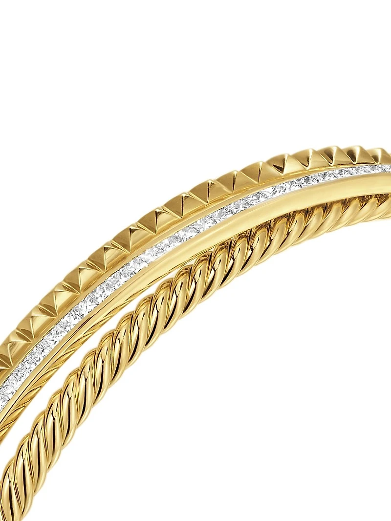 Crossover Trio Three Row Cuff Bracelet 18K Yellow Gold