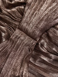 Palms Pleated Satin Midi-Dress