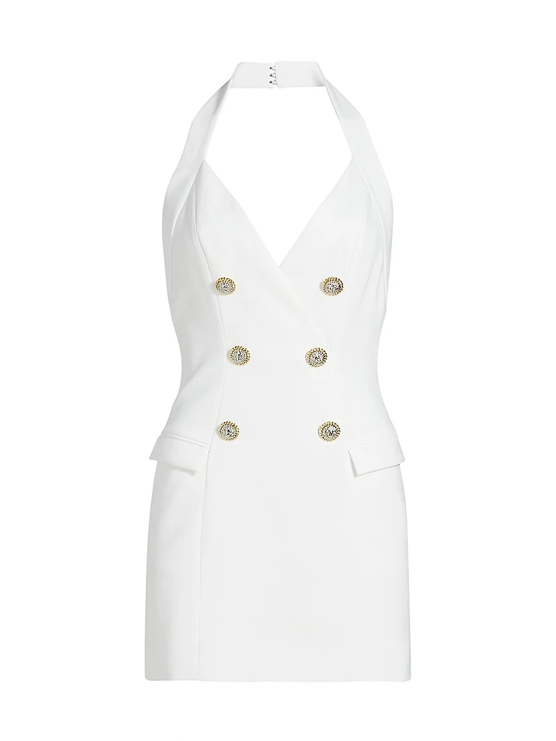 Crêpe Halter Double-Breasted Minidress