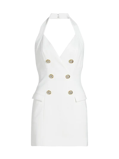 Crêpe Halter Double-Breasted Minidress