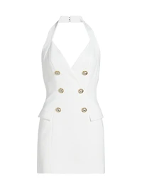 Crêpe Halter Double-Breasted Minidress
