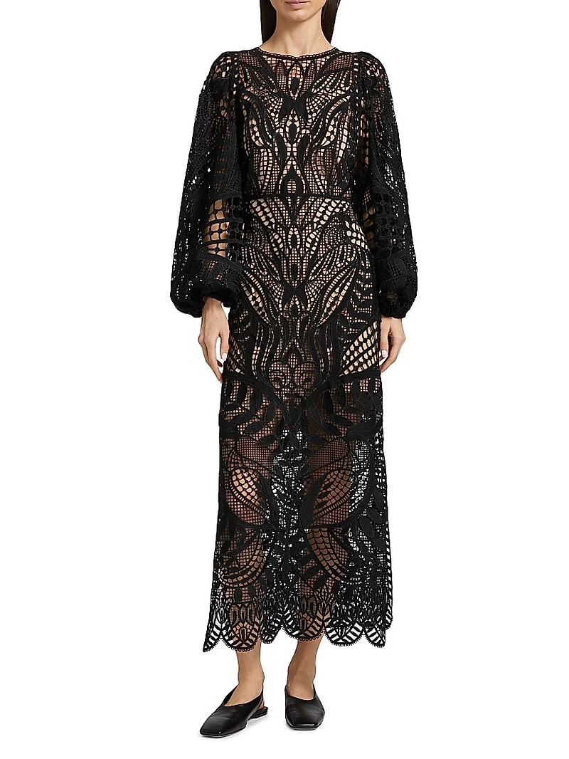 Nature Guipure Midi-Dress