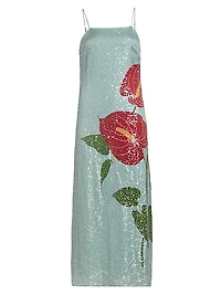 Sequined Anthurium Slip Maxi Dress