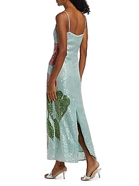 Sequined Anthurium Slip Maxi Dress