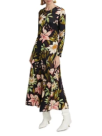 Surreal Flowers Long-Sleeve Midi-Dress