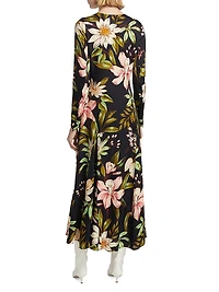 Surreal Flowers Long-Sleeve Midi-Dress