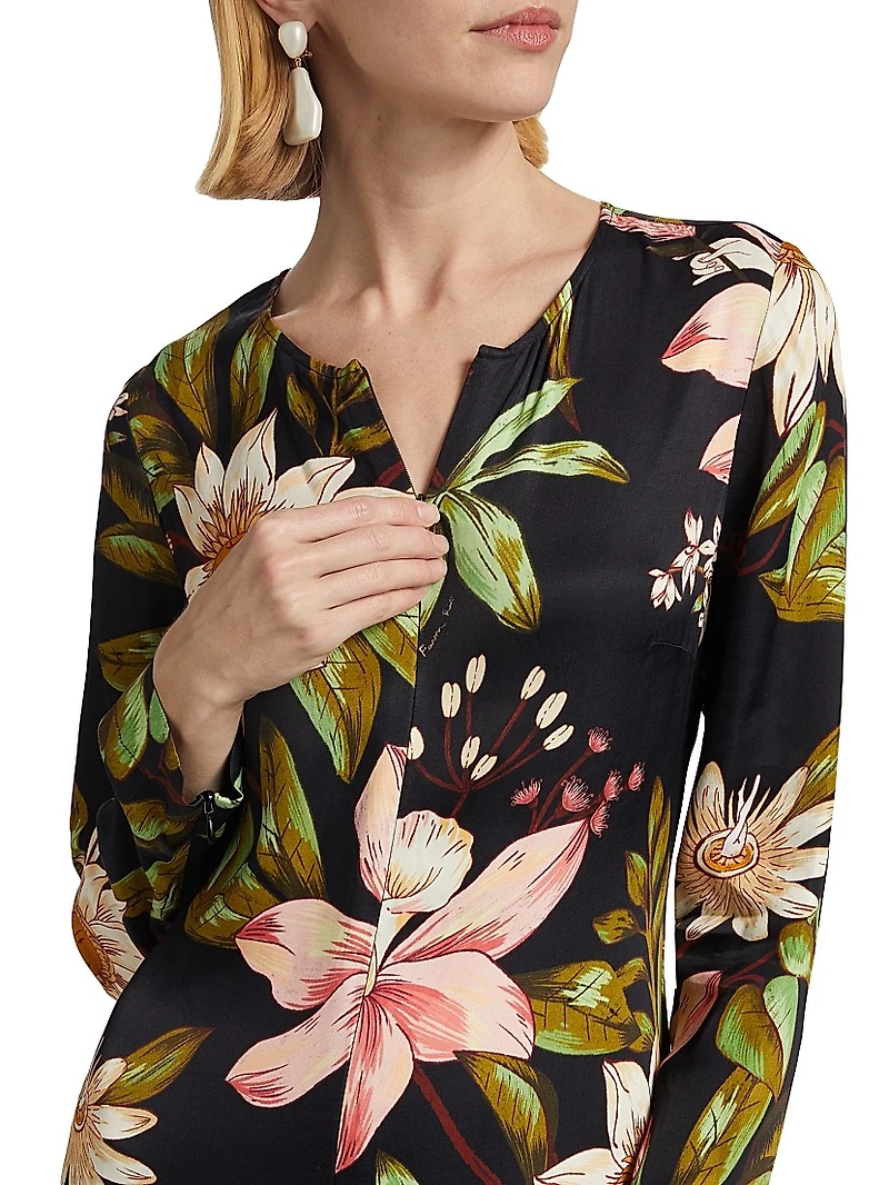 Surreal Flowers Long-Sleeve Midi-Dress