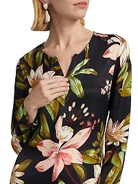 Surreal Flowers Long-Sleeve Midi-Dress
