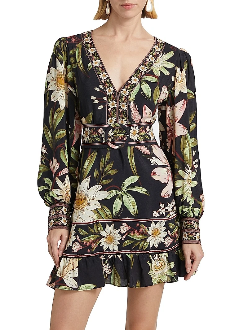 Surreal Flowers Belted Minidress