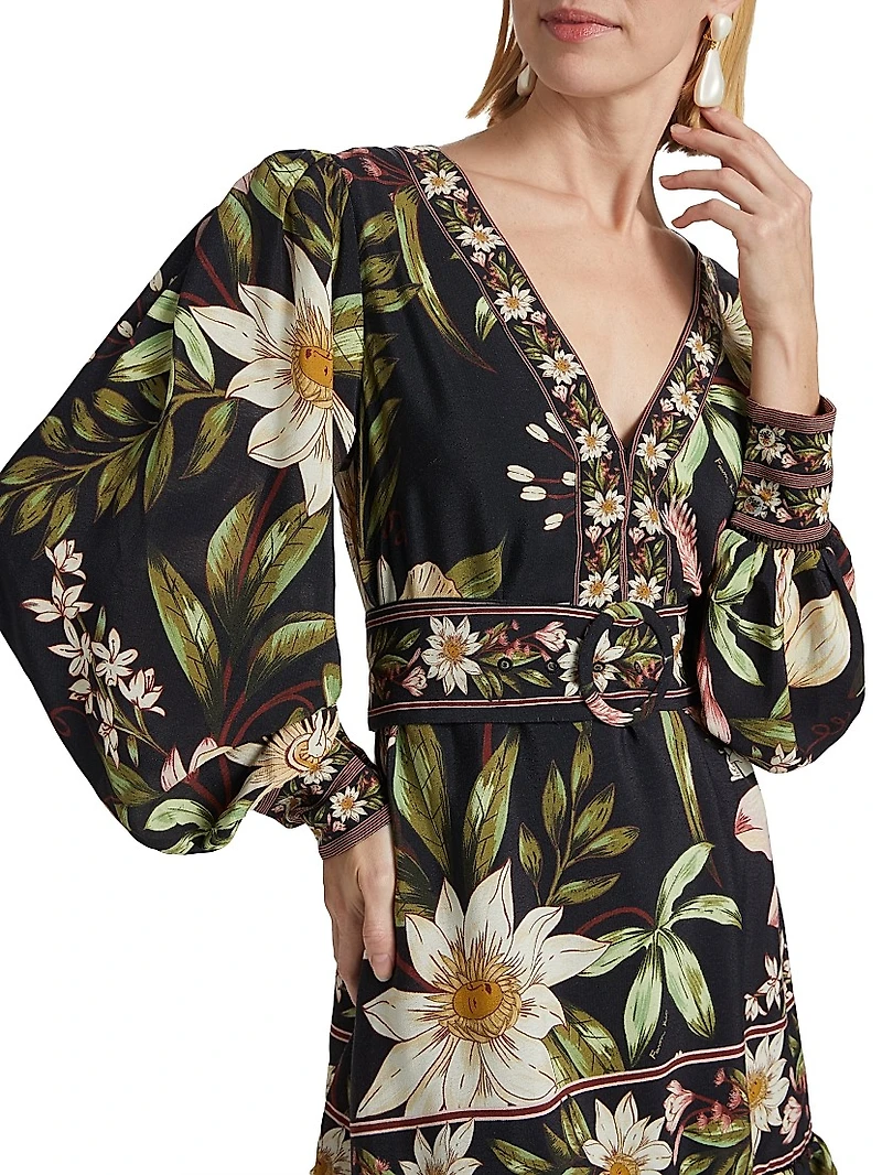 Surreal Flowers Belted Minidress