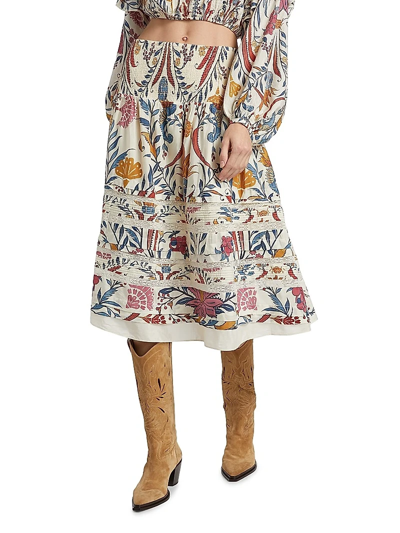 Romantic Printed Midi-Skirt