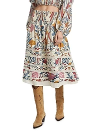 Romantic Printed Midi-Skirt