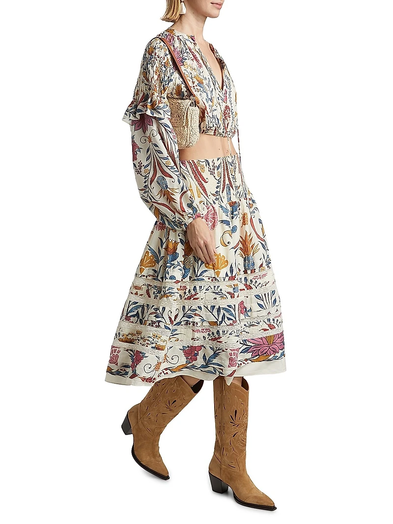 Romantic Printed Midi-Skirt