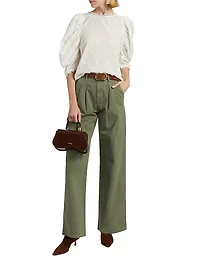 Puff-Sleeve 3D Flowers Blouse