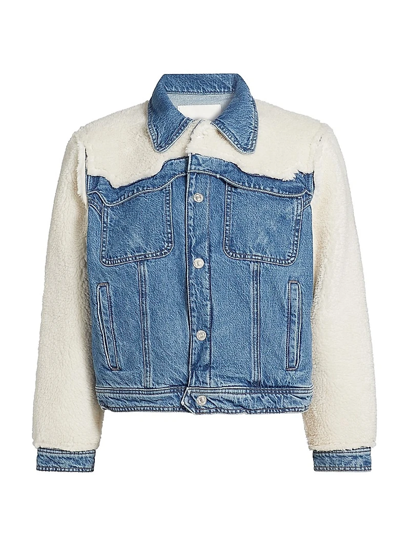 Backbend Faux Shearling Denim Jacket