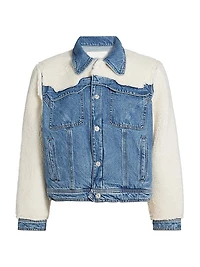 Backbend Faux Shearling Denim Jacket