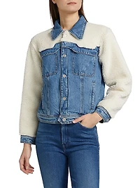 Backbend Faux Shearling Denim Jacket